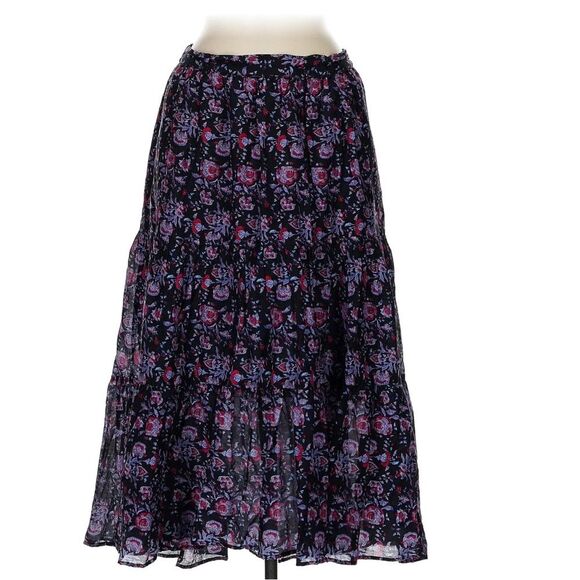Xirena Iris Skirt Cotton Silk Lightweight Purple Floral Pockets Size Medium - Picture 2 of 10